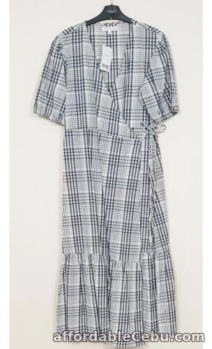 1st picture of NEXT Women’s Ladies Gingham Grey Check Print Midi Wrap Dress Size 16 For Sale in Cebu, Philippines