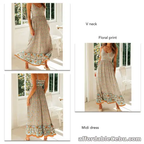 1st picture of Viscose Elegant Breathable Spaghetti Strap Dress With Elastic Waist Floral For Sale in Cebu, Philippines