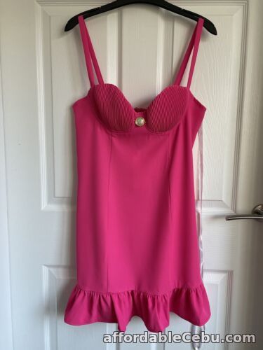 1st picture of Ladies Hot Pink MISSGUIDED Pin Tuck Cup Sleeveless Strap Mini Dress Size 12 BNWT For Sale in Cebu, Philippines