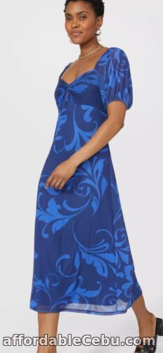 1st picture of Principles Printed Mesh Sweetheart neck Aline blue Midi Dress Size UK 18 BMWT For Sale in Cebu, Philippines