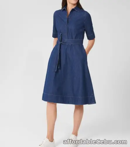 1st picture of HOBBS WOMEN FERN BLUE COLOR FIT AND FLARE DENIM DRESS SIZE UK 8 For Sale in Cebu, Philippines