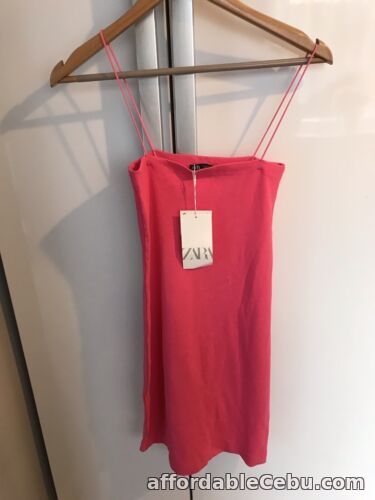 1st picture of Zara Neon Pink Ribbed Stretchy Dress - Size Large - BNWT For Sale in Cebu, Philippines