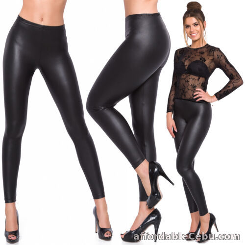 1st picture of Womens Full Length Latex Leggings BLACK MAT Faux Leather Skinny Slim Pants 8-20 For Sale in Cebu, Philippines