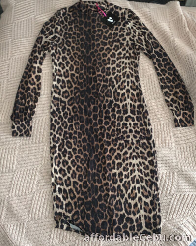 1st picture of V by Very Leopard High Neck MIDI Dress Size 12 BNWT Party Bodycon For Sale in Cebu, Philippines