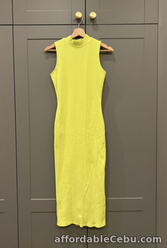 1st picture of PRIMARK Neon Yellow Ribbed High Neck Bodycon Sleeveless Midi Dress 8 For Sale in Cebu, Philippines