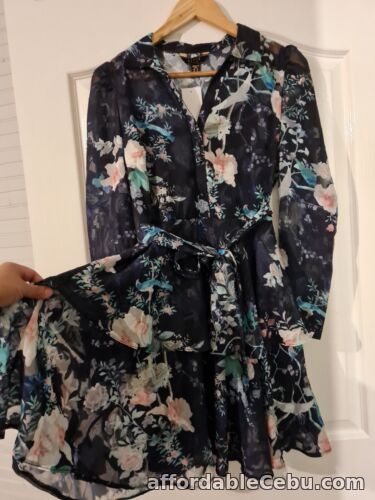 1st picture of Size 14 LIPSY navy blue floral tiered Belted Shirt Dress BNWT For Sale in Cebu, Philippines