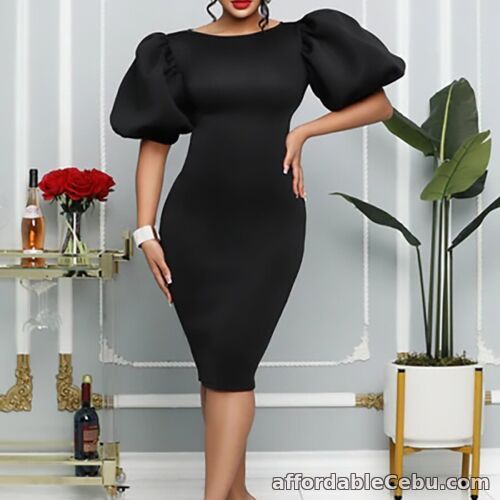 1st picture of New with tags-Ladies elegant black puff sleeve midi dress size UK 10 For Sale in Cebu, Philippines
