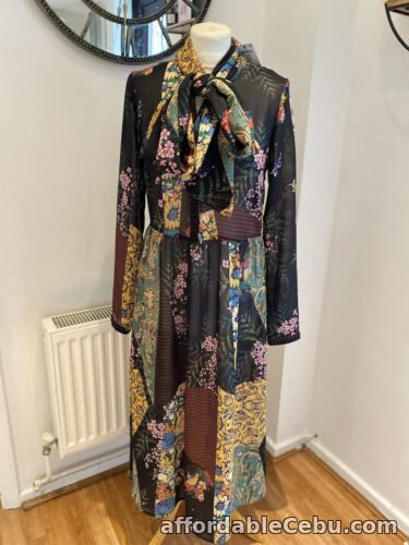 1st picture of Women Next Black Floral Ruched Side Midi Dress Size Uk 10 New For Sale in Cebu, Philippines