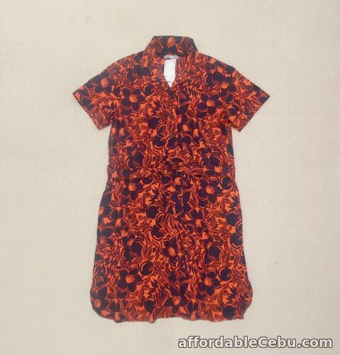 1st picture of Uniqlo BNWT dress Pockets Short sleeves Belt Collar Orange/navy Short Sz S UK 10 For Sale in Cebu, Philippines