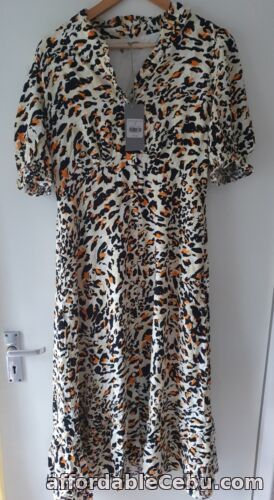1st picture of Oliver Bonas Leopard Print Midi Tea Dress Size 10 RRP £75 For Sale in Cebu, Philippines