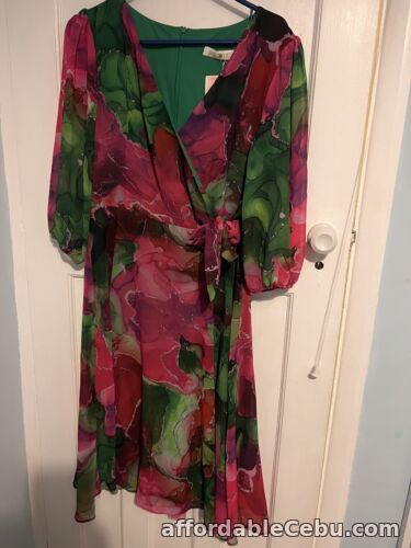 1st picture of womens silky pink and green dress size 40 uk 10 BNWT ! For Sale in Cebu, Philippines