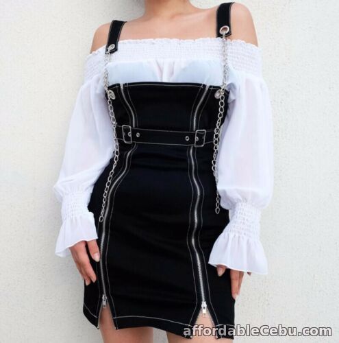 1st picture of Womens Punk Gothic Harajuku Skirts Metal Chain Double Zipper Strappy Sexy Dress For Sale in Cebu, Philippines