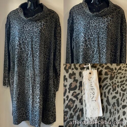 1st picture of DIVERSE MADE IN ITALY GREY MIX ANIMAL PRINTED TUNIC DRESS SIZE XL UK 18 NEW For Sale in Cebu, Philippines