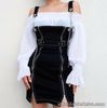 Womens Punk Gothic Harajuku Skirts Metal Chain Double Zipper Strappy Sexy Dress