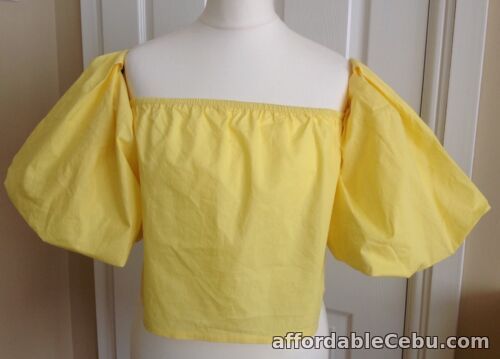 1st picture of BNWT Missguided Balloon Sleeve Bardot Style Summer Top, Yellow, UK Size 6 For Sale in Cebu, Philippines