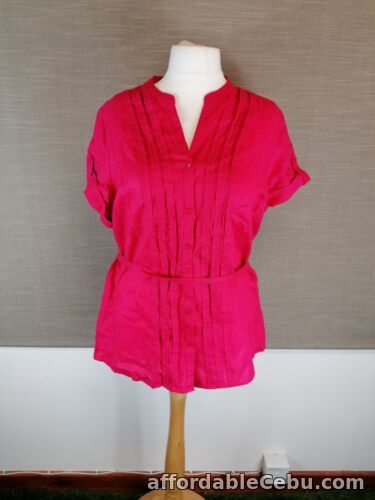 1st picture of TU Hot Pink Pure Linen Short Sleeve Tunic Blouse Tie Waist Size 20 For Sale in Cebu, Philippines