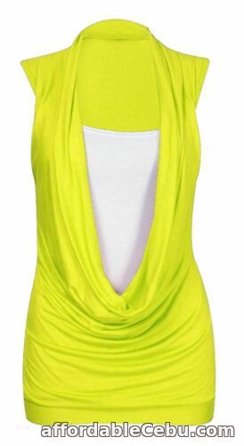 1st picture of Womens Ladies Ruched 2 In 1 Cowl Neck Sleeveless Vest T Shirt Top Plus Size 8-22 For Sale in Cebu, Philippines