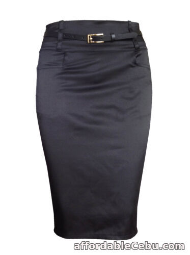 1st picture of NEW WOMEN LADIES PENCIL SATIN SKIRT STRETCH BLACK BLUE WITH POCKETS SIZES 8-18 For Sale in Cebu, Philippines