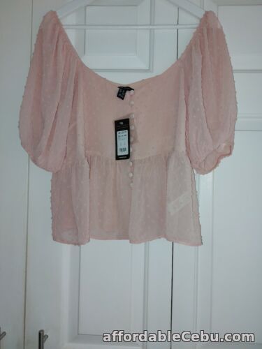 1st picture of BNWT NEW LOOK PINK PEPLUM DOBBY BLOUSE TOP SIZE UK 12 For Sale in Cebu, Philippines