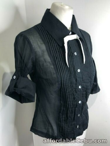 1st picture of BNWT Just In Case pin tuck roll sleeve blouse top 38 10 NEW semi sheer pleat For Sale in Cebu, Philippines