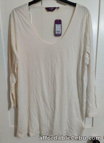 1st picture of Women's Size 22 Cream Long Sleeve Autumn Winter Cotton Top From New Look Inspire For Sale in Cebu, Philippines