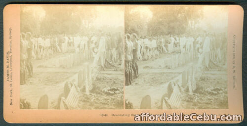 1st picture of 1900 Philippine–American War DECORATION DAY GRAVES OF HEROES Stereoview Card For Sale in Cebu, Philippines