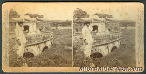 1st picture of 1899 Philippines PARAPETED WALL OF OLD MANILA Stereoview Card For Sale in Cebu, Philippines