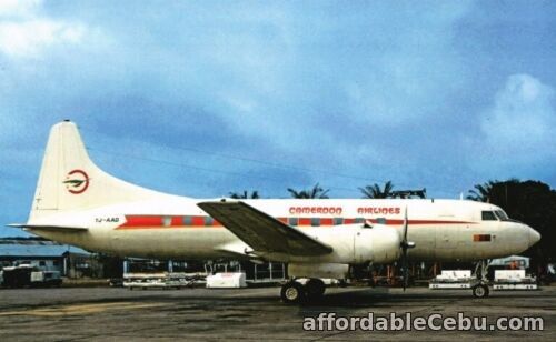 1st picture of Cameroon Airlines Convair 440 TJ-AAD @ Douala DLA 1972 - postcard For Sale in Cebu, Philippines