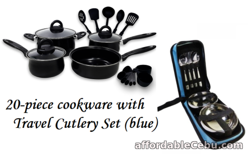 1st picture of Keimav 20-piece Cookware with Nylon Utensil w/ Travel Cutlery Set (blue) For Sale in Cebu, Philippines