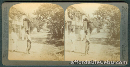 1st picture of 1899 Philippines STREET SCENE IN ERMITA Stereoview Card For Sale in Cebu, Philippines