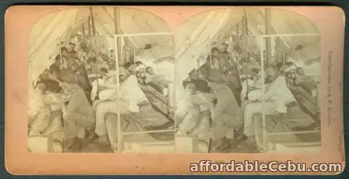1st picture of 1900 Philippine–American War ARMY HOSPITAL MANILA Stereoview Card For Sale in Cebu, Philippines
