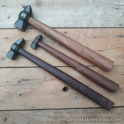 1st picture of Set of 3 Black Iron Hammer Blacksmith Wooden Handle Collectible For Sale in Cebu, Philippines