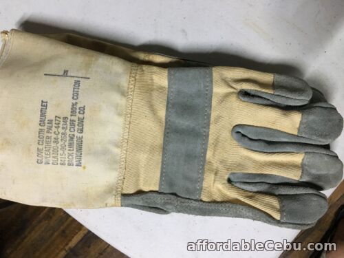 1st picture of 80's US Military Issued Cloth on Leather Palm Work Long Gloves Gauntlet NOS For Sale in Cebu, Philippines