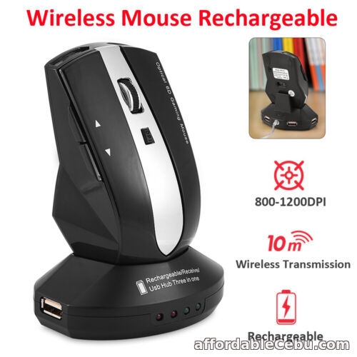 1st picture of 2.4GHz Wireless Rechargeable Mouse with Charging Dock Station 3-Port USB Hub For Sale in Cebu, Philippines