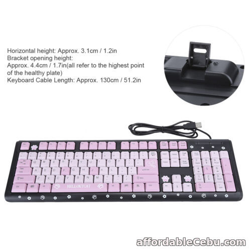 1st picture of Keyboard USB Wired Cute Cartoon For Home Office Laptop Computer Black And Pink For Sale in Cebu, Philippines