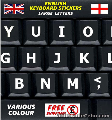 1st picture of LARGE English Keyboard Stickers UK White Letters Visually Impaired Children + For Sale in Cebu, Philippines