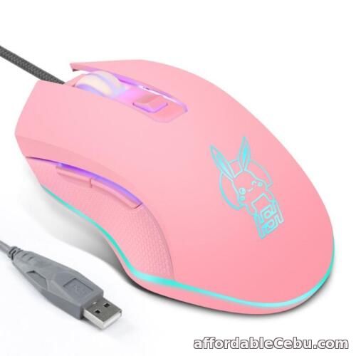 1st picture of Gaming Mouse USB Wired Pink Rabbit Mice for w/ Colorful LED Backlight 2400DPI Cu For Sale in Cebu, Philippines