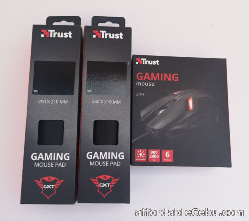 1st picture of Trust Ziva 6 button Gaming Mouse & 2x GXT Mouse Pads 250mm X 210mm x 3mm Black For Sale in Cebu, Philippines