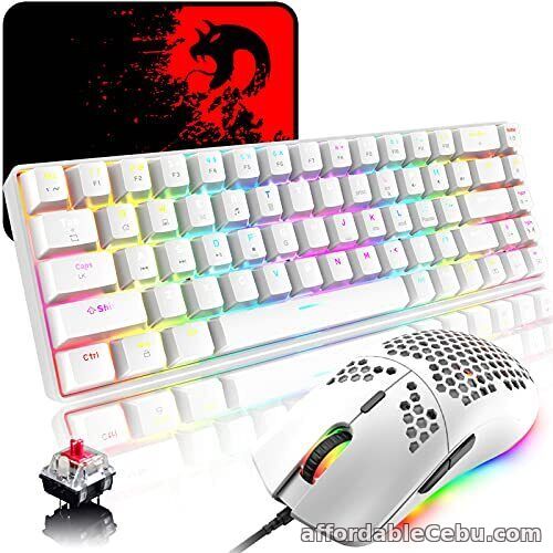 1st picture of RGB Keyboard and Mouse Gaming White, 68 Keys Red Switch 60% Mini Chroma For Sale in Cebu, Philippines