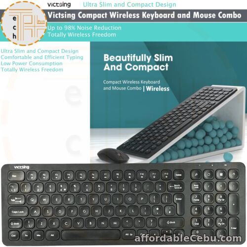 1st picture of Original Victsing 2.4GHz Wireless Keyboard & Mouse UK PC Slim Silent Ergonomic For Sale in Cebu, Philippines