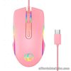 Braided USB Wired Optical Mouse With Type-C 3200DPI Pink RGB Light for Computer