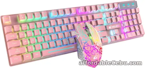 1st picture of Wireless Keyboard Mouse Combo Rainbow Backlit 2.4G Rechargeable Mechanical Feel For Sale in Cebu, Philippines