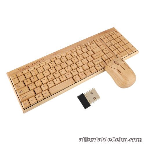 1st picture of Wireless Ultra Thin Bamboo Wooden Keyboard Mouse Comb KG201+MG94-N Waterpro For Sale in Cebu, Philippines