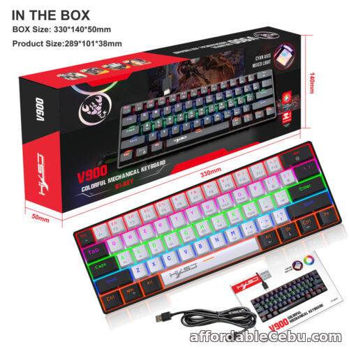 1st picture of Gaming Keyboard Adjustable RGB Multiple Shortcut 61 Keys Keypad USB Backlight For Sale in Cebu, Philippines