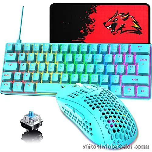 1st picture of 60% UK Layout Wired Gaming Keyboard and Mouse 62Keys Mini Compact Mechanical For Sale in Cebu, Philippines
