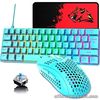 60% UK Layout Wired Gaming Keyboard and Mouse 62Keys Mini Compact Mechanical