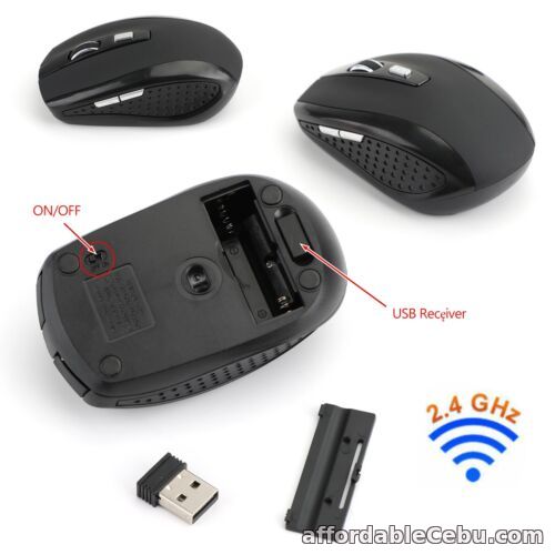 1st picture of 2.4GHz Wireless DPI Cordless Optical Mouse Mice USB Receiver For PC Laptop BK UK For Sale in Cebu, Philippines