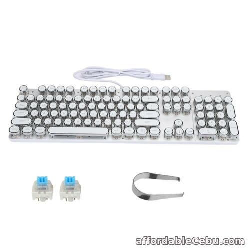 1st picture of USB Mechanical Computer PC Wired Keyboard Retro Round  for Office Game White For Sale in Cebu, Philippines