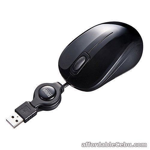 1st picture of SANWA SUPPLY Blue LED mouse quiet cable winding MA-BLMA8BK Black Japan New For Sale in Cebu, Philippines