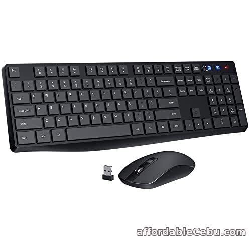 1st picture of Wireless Keyboard Mouse Set Full Size Wireless Keyboard Laptop Desktop Black For Sale in Cebu, Philippines